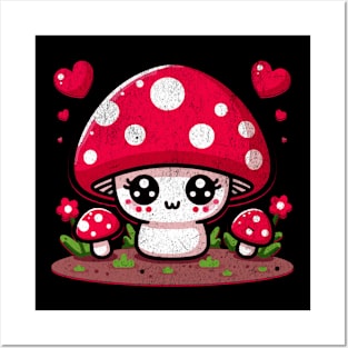 Cottagecore Kawaii Cute Mushroom Nature Cartoon Chibi Posters and Art